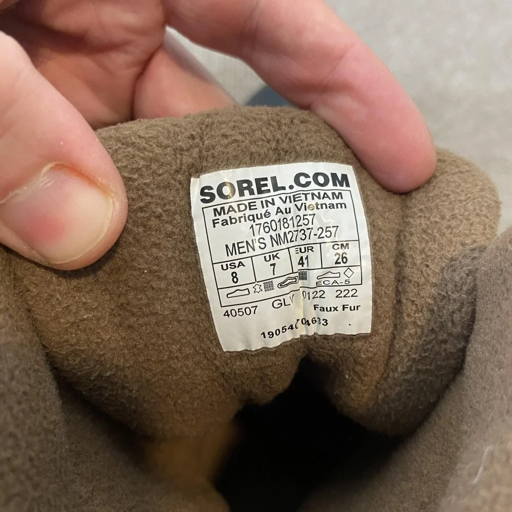 Sorel Snow Boots‎ Mens Size 8 Brown Suede Waterproof Lined Ankle Winter Hiking